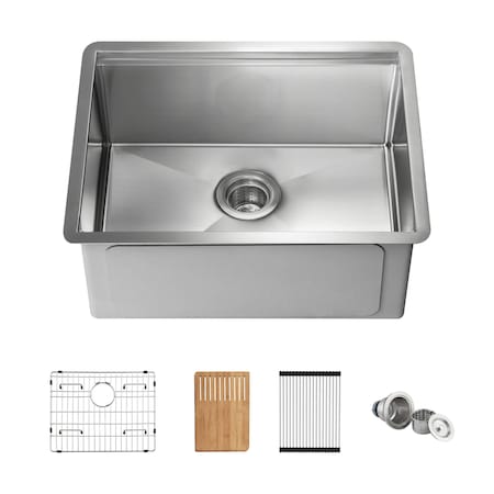 Kibi 24in Handcrafted 316 Stainless Steel 16 Gauge Single Bowl Workstation Undermount Kitchen Sink K3-S24T